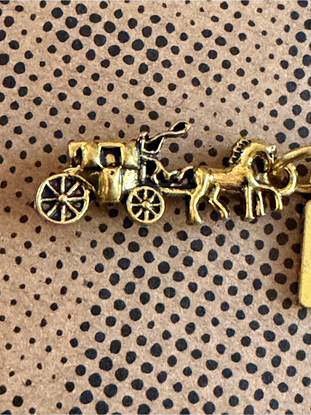 Gold-Tone Horse & Carriage Zipper Pull Bag Charm